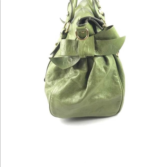 MIU MIU Apple Green Pebbled Leather Bow bag - Picture 7 of 8